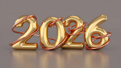 Happy New Year 2026 Gold Ribbon Wrap