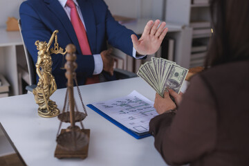 Lawyer declining money for ethical legal practice