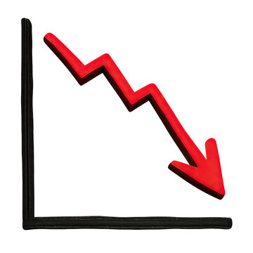 Business crisis diagram with decreasing line and arrow