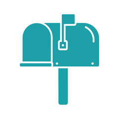 Teal mailbox icon on white background