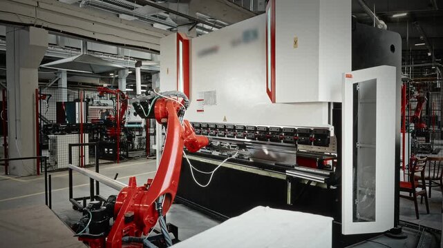Advanced Robotic System Carefully Handling Metal Sheets Throughout Manufacturing Under Regular Lighting