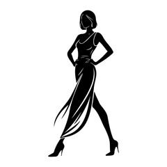 Confident Female Fashion Silhouette Standing in Stylish Pose