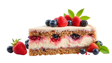 PNG sweet fruit cake transparent white background with berry, cake, dessert, fruit, food, pastry, sweet fresh sweet strawberry berry fruit pastry cake food, a holiday dessert snack, is tasty, home
