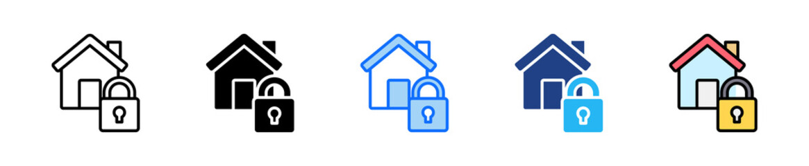 Lockdown Area Icon Set Multiple Style Collection