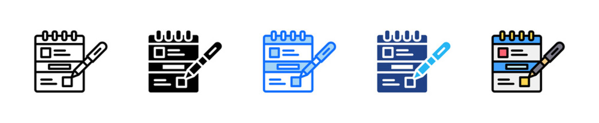 Field Notes Icon Set Multiple Style Collection