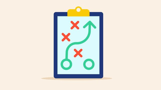 Business strategy planning with tactic clipboard and target animation