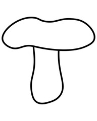 Russula wild edible mushroom outline, element growing in forest for coloring page