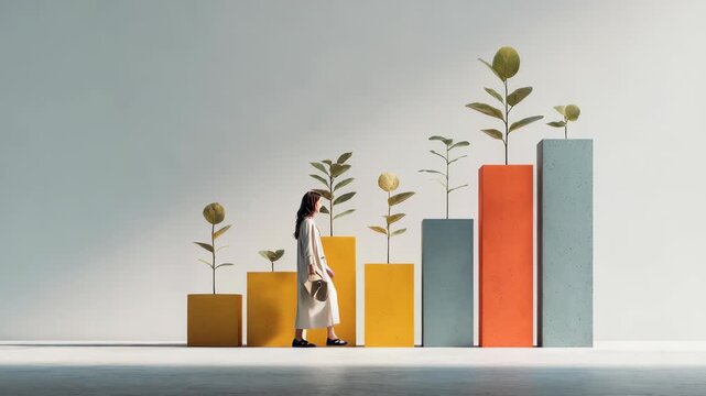 This image represents the idea of sustainable development and business success through eco friendly practices. The visual metaphor combines financial growth with environmental responsibility