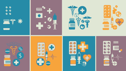 Obraz premium Herbal and Traditional Medicine Flat Vector Set with Four Aligned Panels