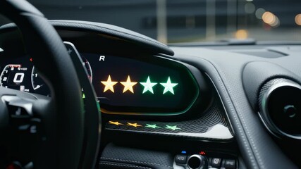 Car Display Showing Star Rating System for Performance Metrics - Powered by Adobe