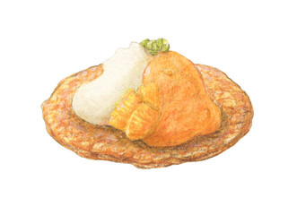 オレンジカナッペ　水彩色鉛筆イラスト