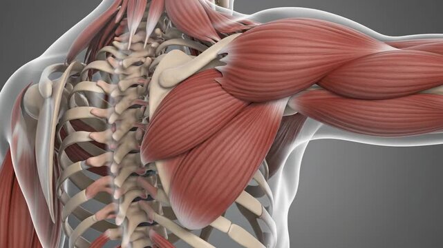 3D Anatomical Animation of the Human Latissimus Dorsi Muscle and Shoulder Anatomy