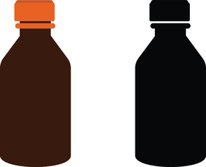 Brown glass medicine and liquid storage bottles set with different closures vector Illustration.