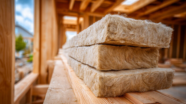 Stacking thermal insulation wool for house construction