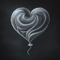 Heart-shaped balloon chalk drawing on blackboard background symbolizing love and celebration.