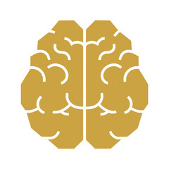 Human brain icon in gold color