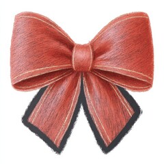 Red and black textured bow illustration with a hand-drawn, sketch-style on white background.