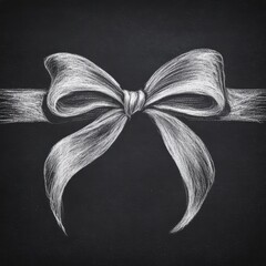 White chalk-drawn bow on a blackboard-style background, creating a vintage gift wrap effect.