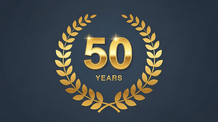 Naklejka premium Golden Laurel Wreath Celebrating 50 Years of Achievement and Milestone