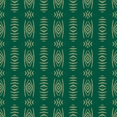 Seamless geometric tribal pattern with abstract green shapes