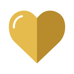 Golden heart icon on white background