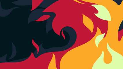 Abstract vector illustration of a red fire and floral elements