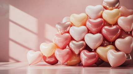 Vibrant heart balloons in pastel colors