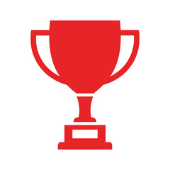 Red trophy icon on white background
