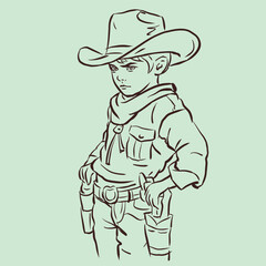 a boy in a cowboy costume vector for illustration card decoration