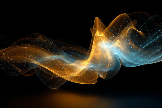 Quantum wavefunction visualized as abstract flowing energy.