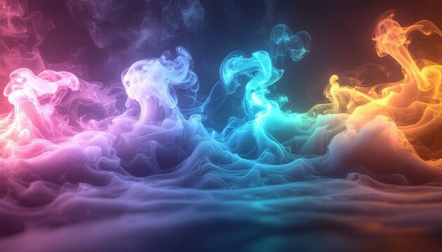 Futuristic neon vaporfields flowing across digital environment with luminous haze layers, realistic atmospheric depth, and refined sci-tech visual tone