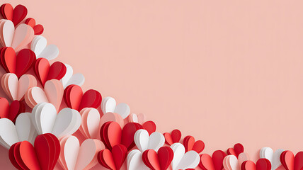 Vibrant hearts on pink background for Valentine's Day