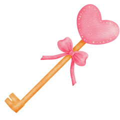 Pink heart key valentine day