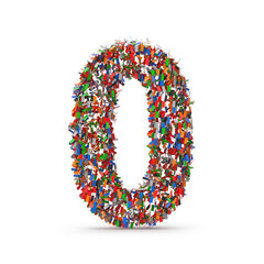 Colorful Number Zero Composed of Many Small Confetti