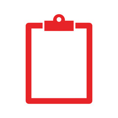 Red clipboard icon on white background