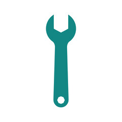 Teal wrench icon on white background