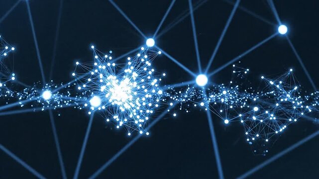 Evolving digital network Abstract representation of interconnected data points and flowing information streams, symbolizing technological advancement