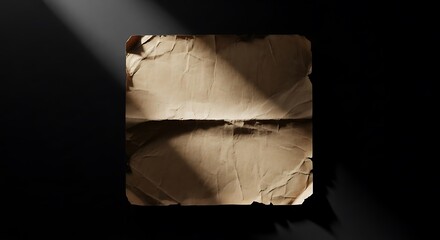 Old paper texture with torn edges on a dark background, illuminated by a beam of light, creating a dramatic and vintage feel.