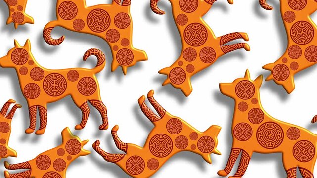 Orange dogs pattern over white background seamless repeating