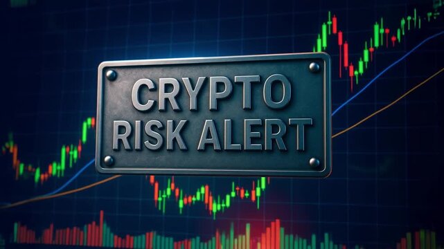 Crypto risk alert financial market investment chart showing market volatility caution and uncertainty in digital currency trading with stock graph analysis