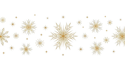 Elegant golden snowflakes and sparkling stars create a festive winter background
