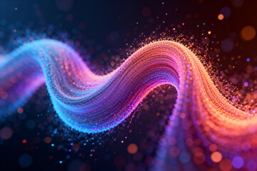Abstract Colorful Particle Wave with Bokeh Effect