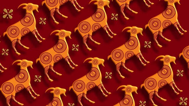 Red background with repeating gold tiger pattern elegant design