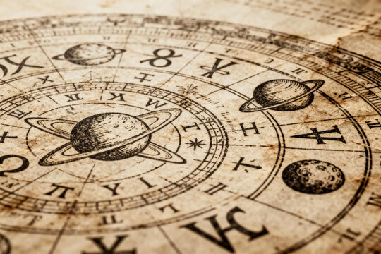 Vintage Astrological Chart with Planetary Symbols