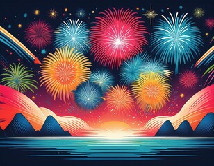 fireworks in the sea