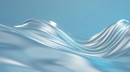 Abstract flowing blue and silver liquid waves background with smooth elegant curves and reflections. - Powered by Adobe