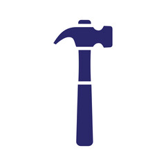 Claw hammer icon in dark blue on white background