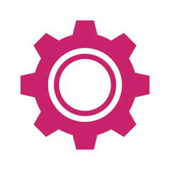 Pink gear icon on white background