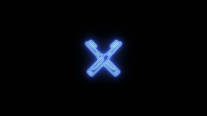 Obraz premium Blue glowing crossed toothbrushes forming an X shape in dark Generate title without using the word 