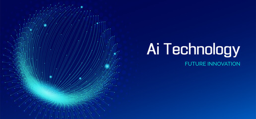 AI technology future innovation abstract vector background. Creative blue banner for artificial intelligence presentation, conference, summit